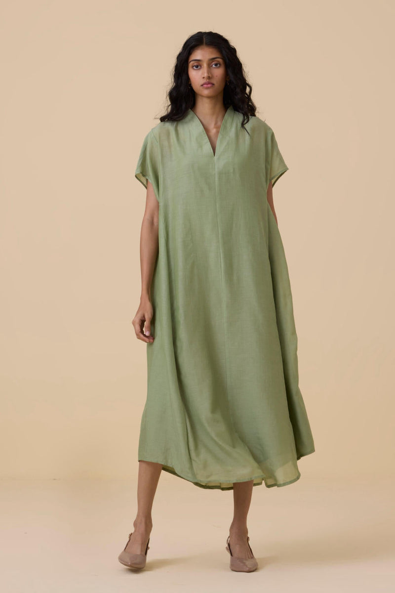 Meer Green Kaftan silk by The Summer House in green color for women Worldwide