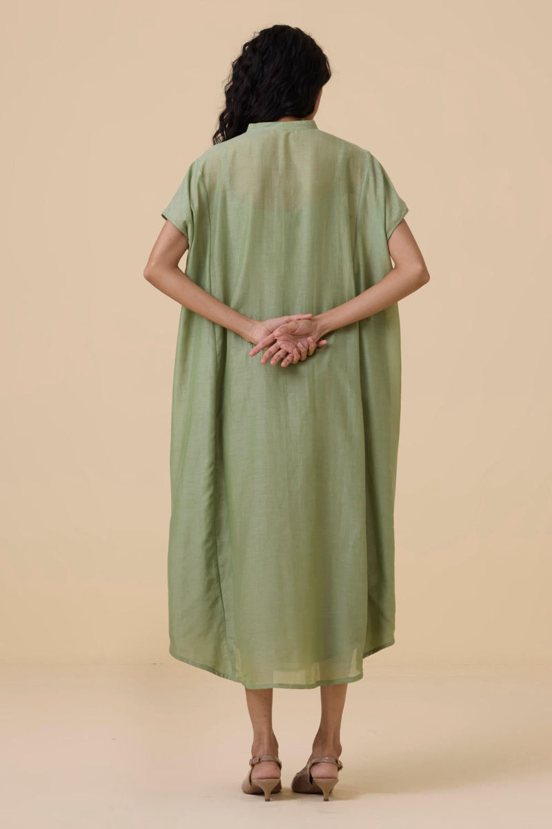 Meer Green Kaftan silk by The Summer House in green color for women Worldwide