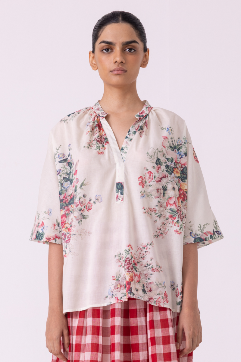 Meg Floral Printed Top cotton by The Summer House for women Worldwide