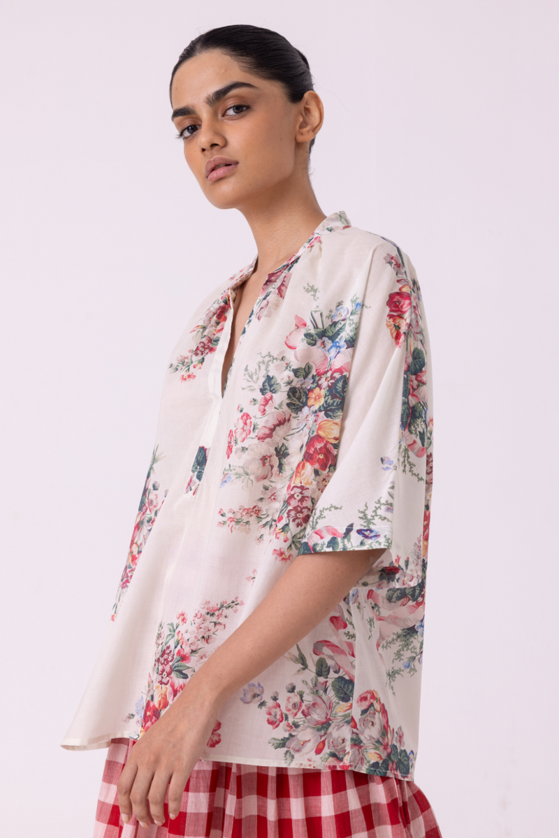 Meg Floral Printed Top cotton by The Summer House for women Worldwide