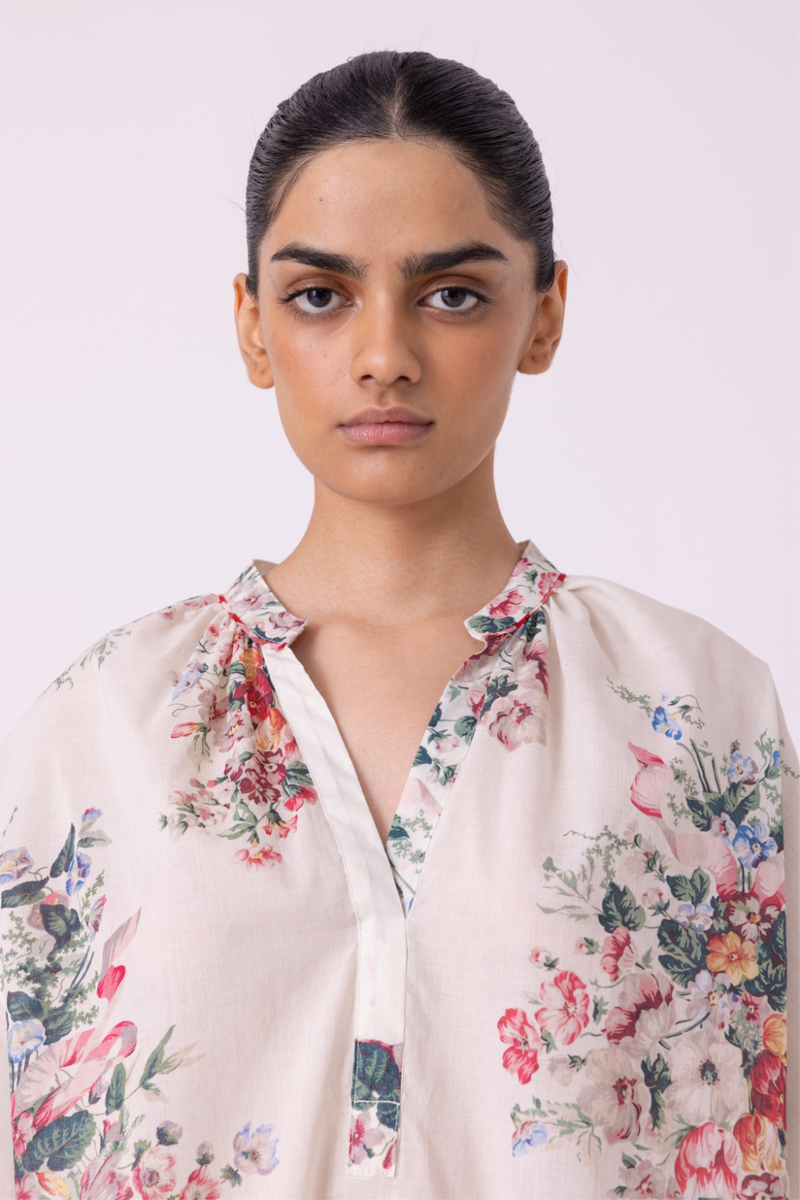 Meg Floral Printed Top cotton by The Summer House for women Worldwide