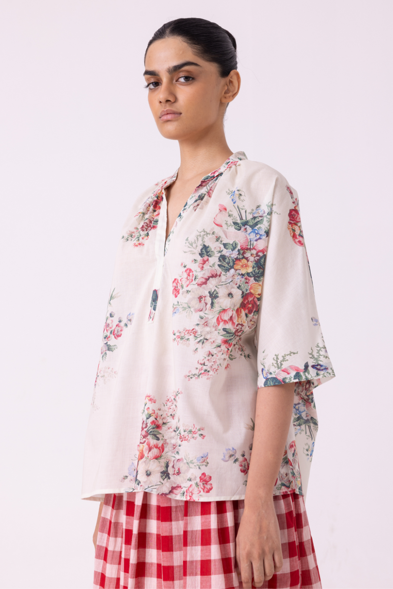 Meg Floral Printed Top cotton by The Summer House for women Worldwide