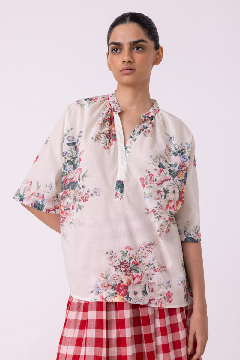 Meg Floral Printed Top cotton by The Summer House for women Worldwide