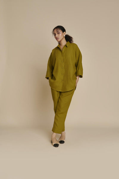 Mehendi Linen Oversized Flared Shirt