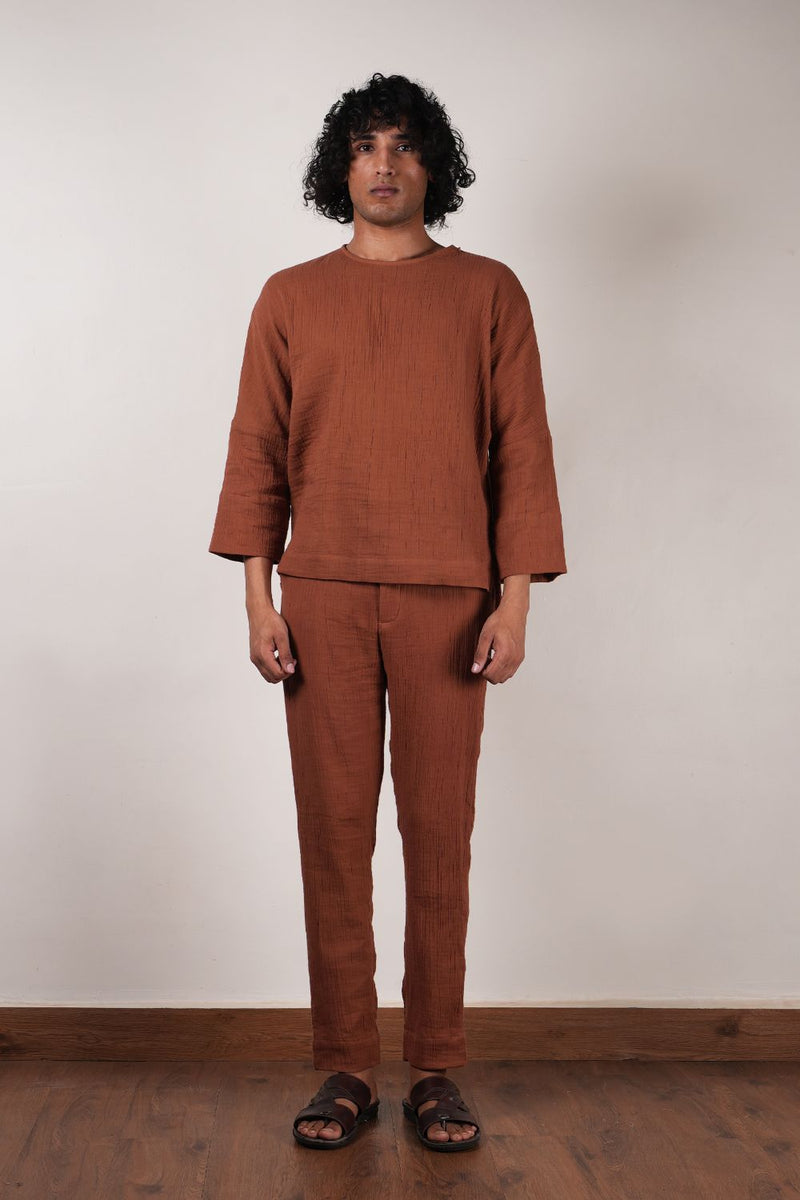 Men's Brown Crush T-Shirt & Pants Set (2 PCS)