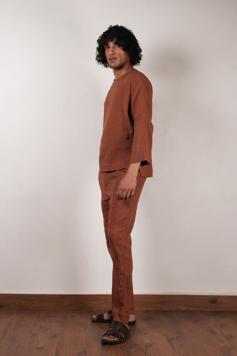 Men's Brown Crush T-Shirt & Pants Set (2 PCS)