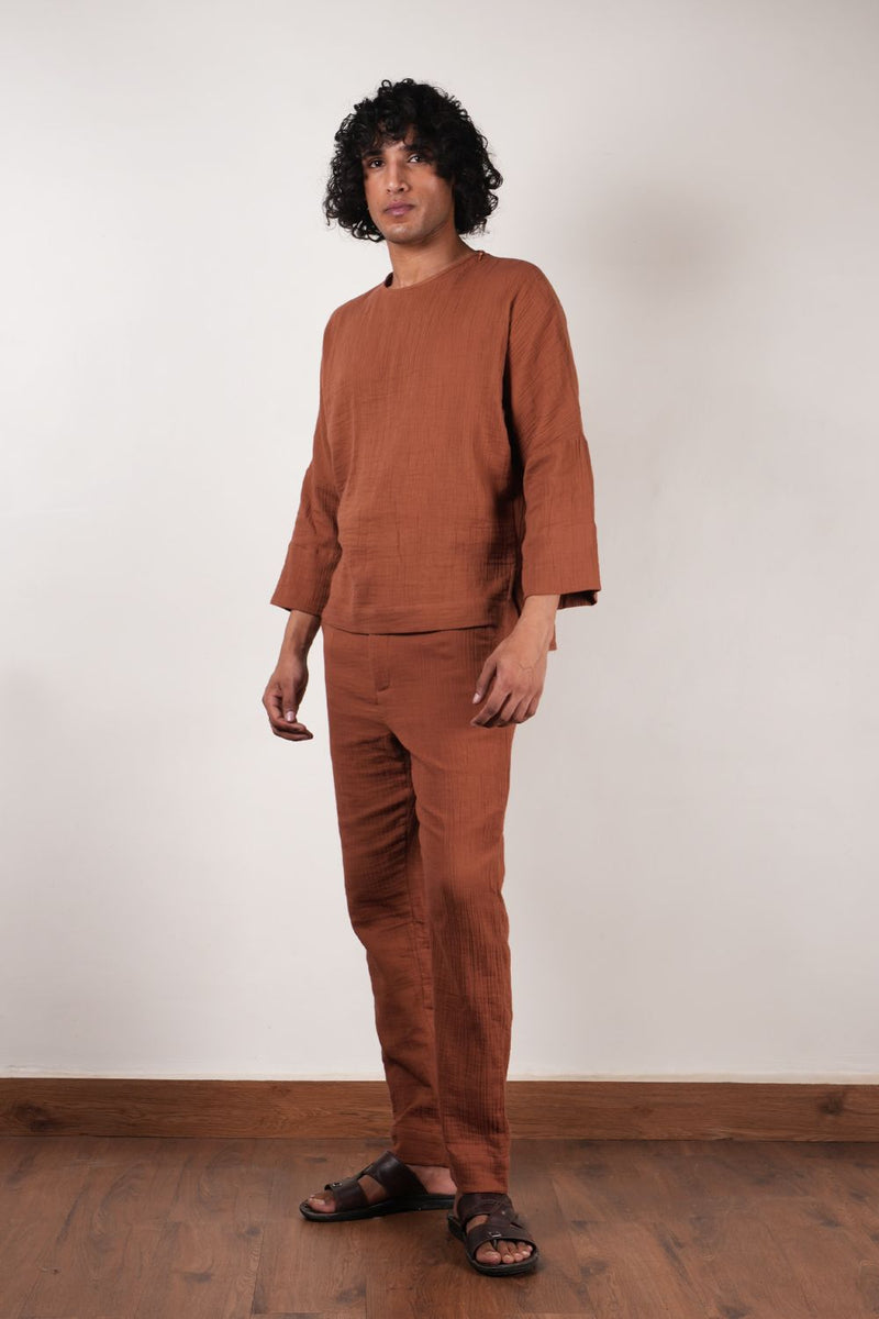 Men's Brown Crush T-Shirt & Pants Set (2 PCS)