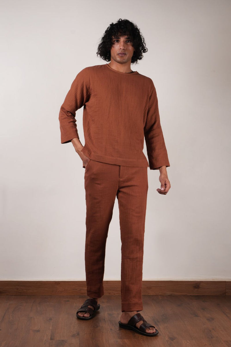 Men's Brown Crush T-Shirt & Pants Set (2 PCS)