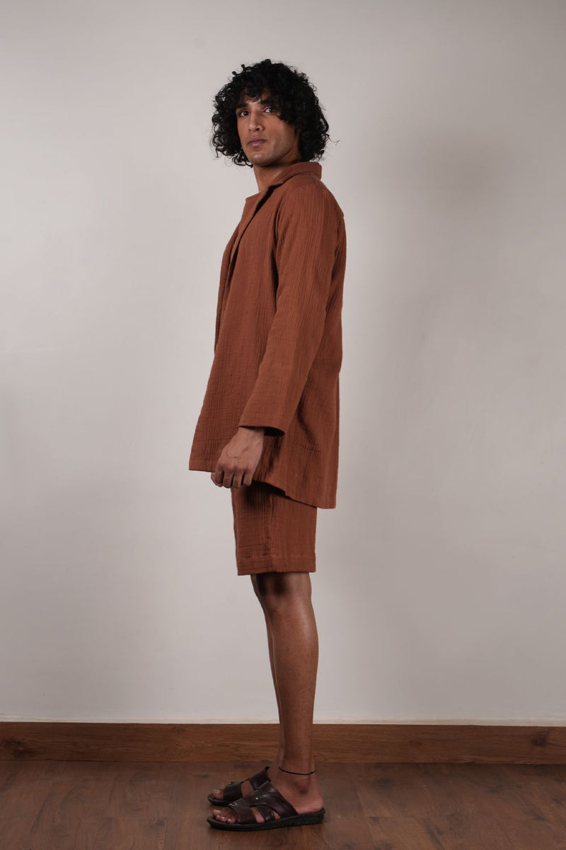 Men's Brown Crush T-Shirt, Shorts & Jacket Set (3 PCS)