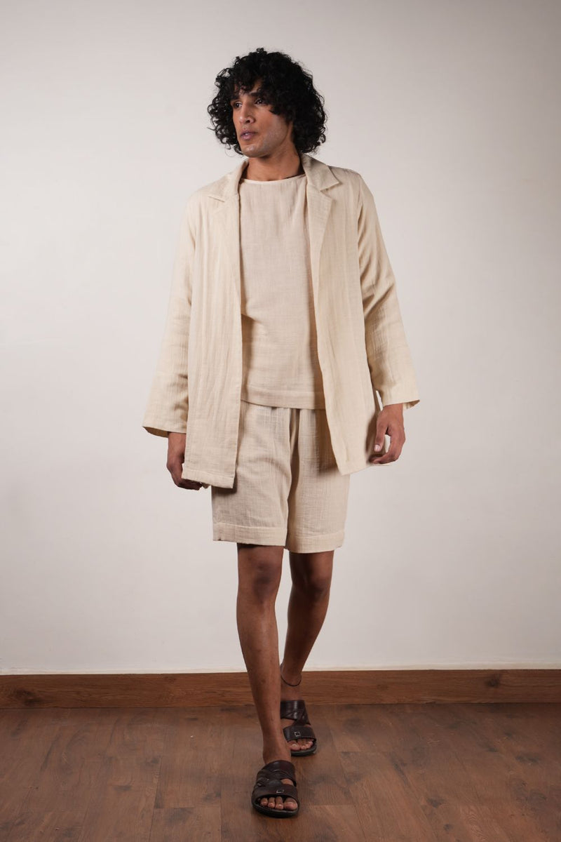 Men's Cream Crush T-Shirt, Shorts & Jacket Set (3 PCS)