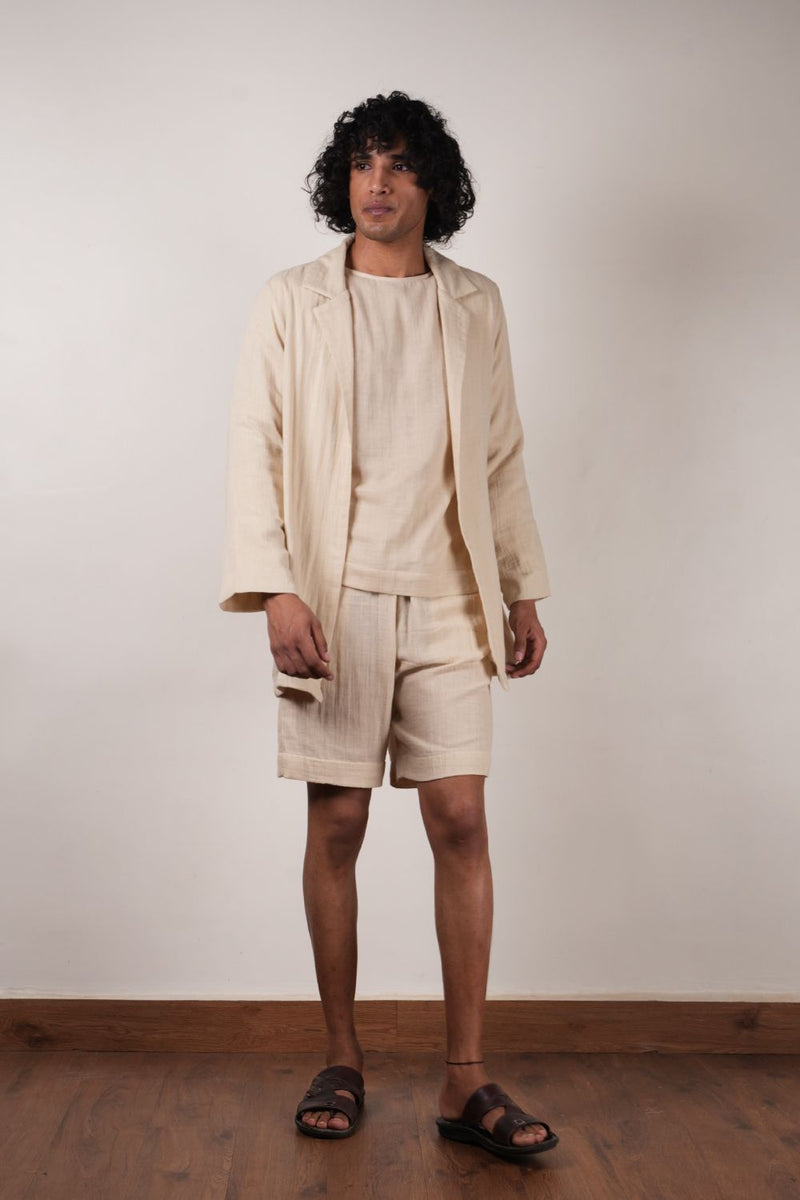 Men's Cream Crush T-Shirt, Shorts & Jacket Set (3 PCS)