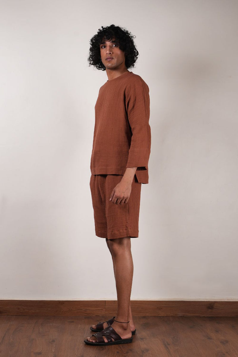 Men's Crush Cotton Brown T-shirt