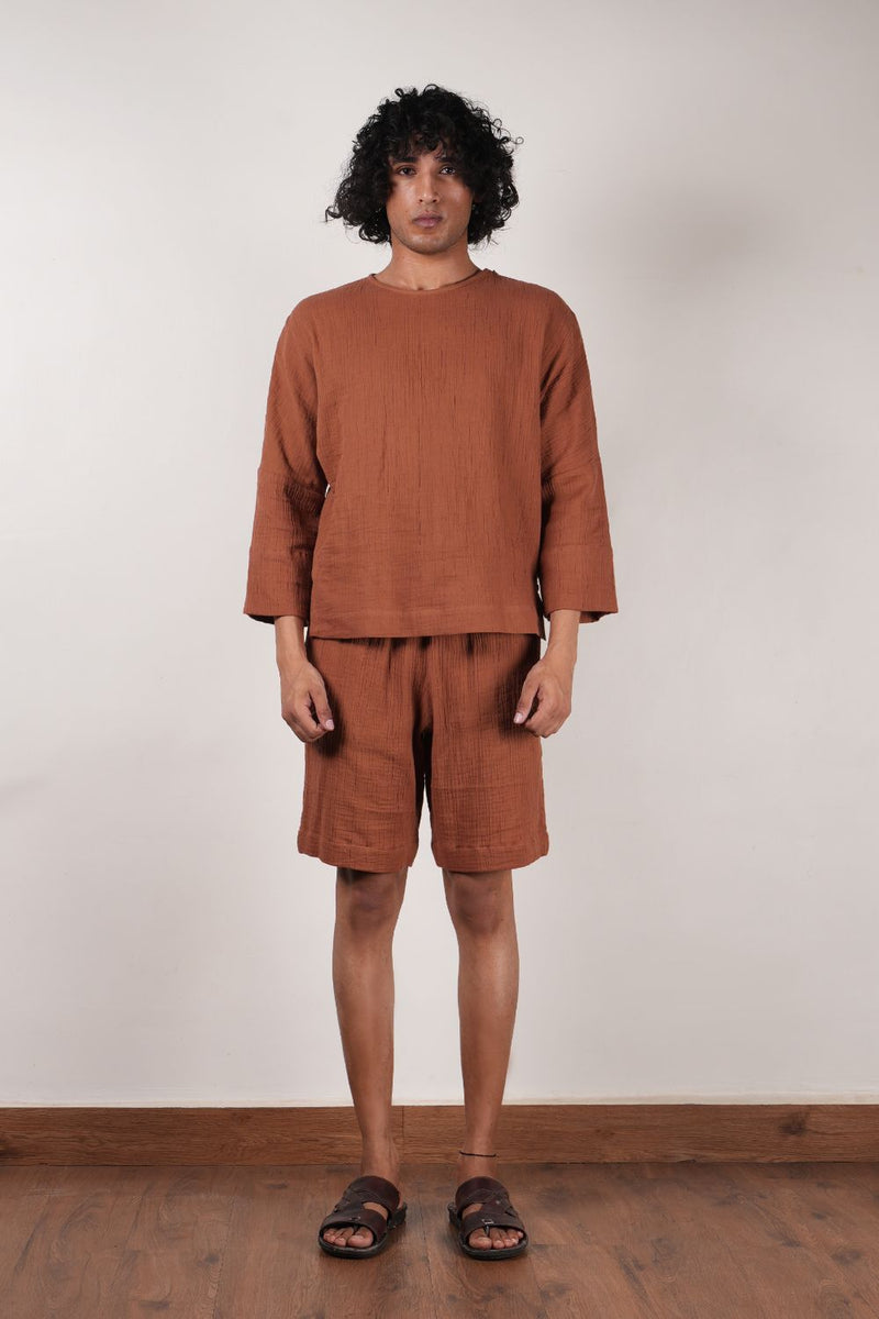 Men's Crush Cotton Brown T-shirt