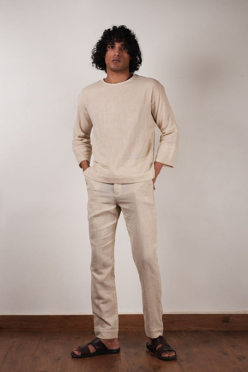 Men's Crush Cotton Cream Pants