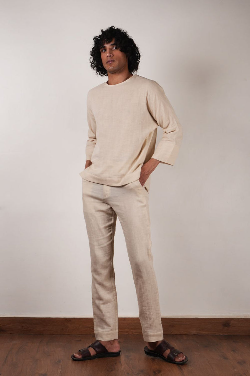 Men's Crush Cotton Cream Pants