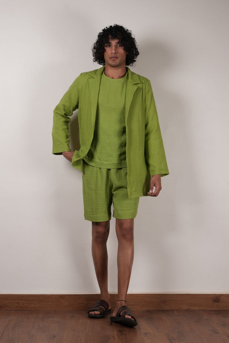 Men's Green Crush T-Shirt, Shorts & Jacket Set (3 PCS)