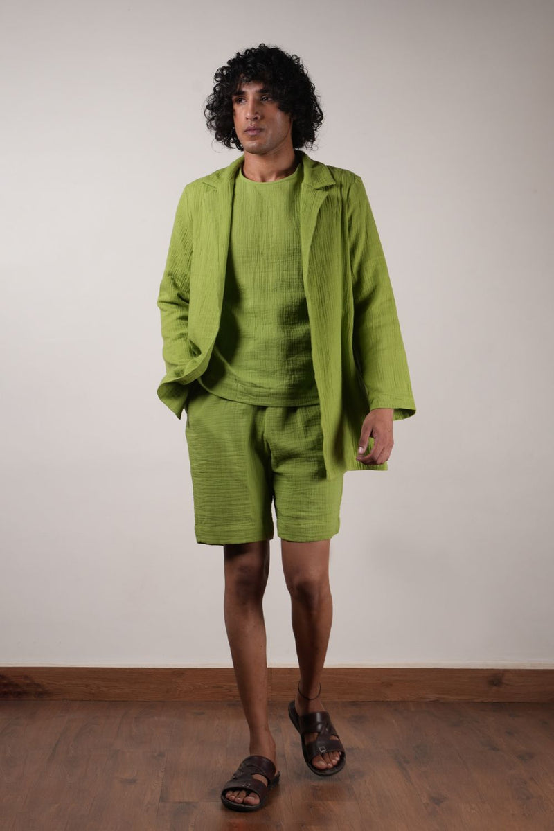 Men's Green Crush T-Shirt, Shorts & Jacket Set (3 PCS)
