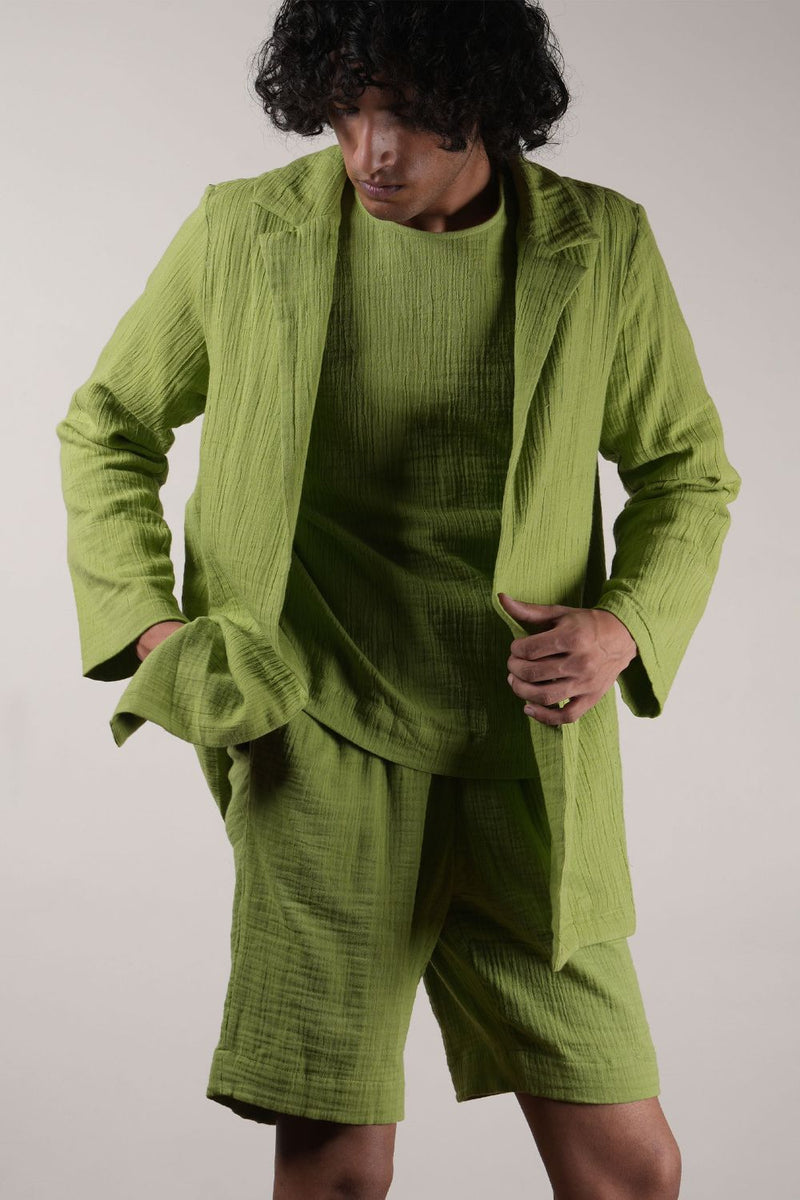 Men's Green Crush T-Shirt, Shorts & Jacket Set (3 PCS)