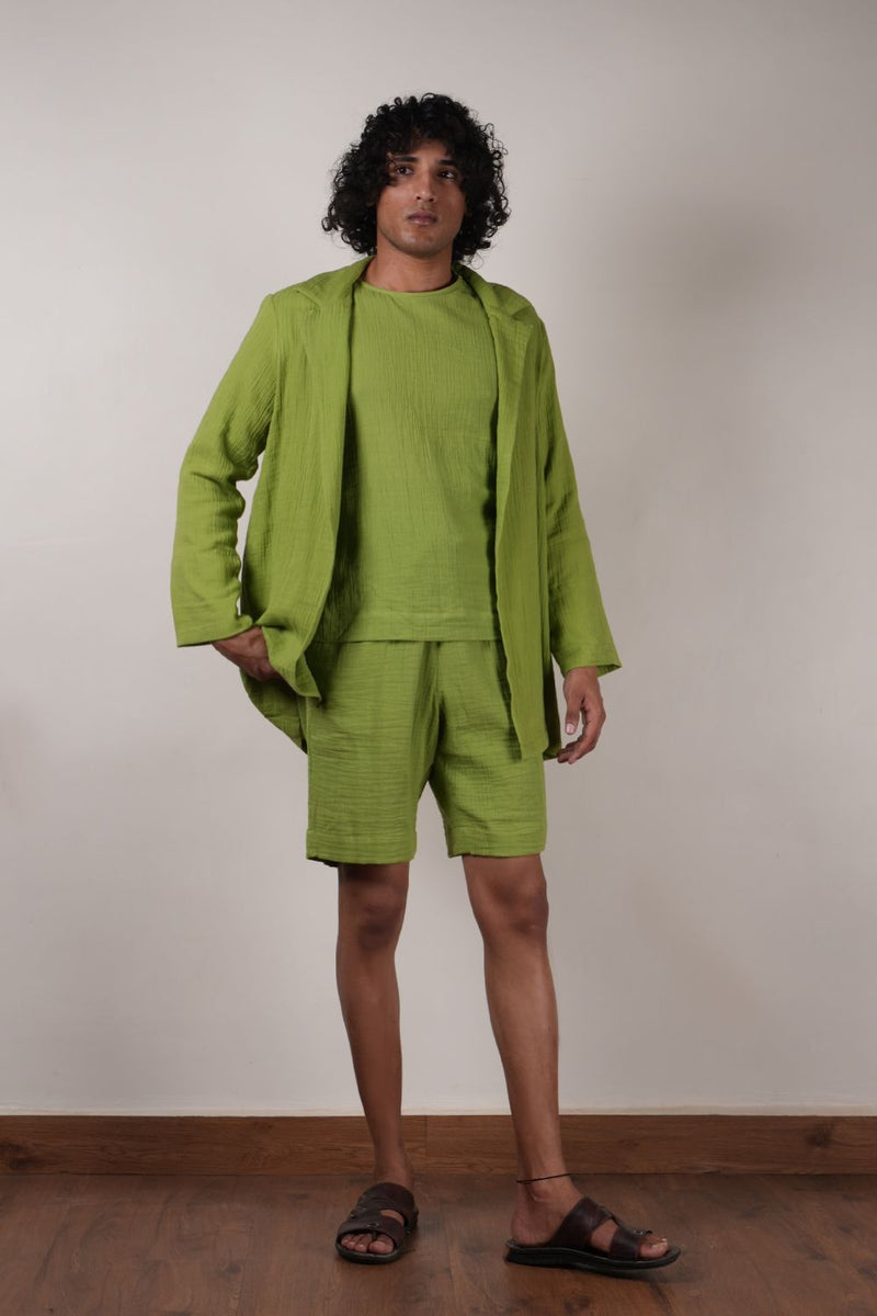 Men's Green Crush T-Shirt, Shorts & Jacket Set (3 PCS)