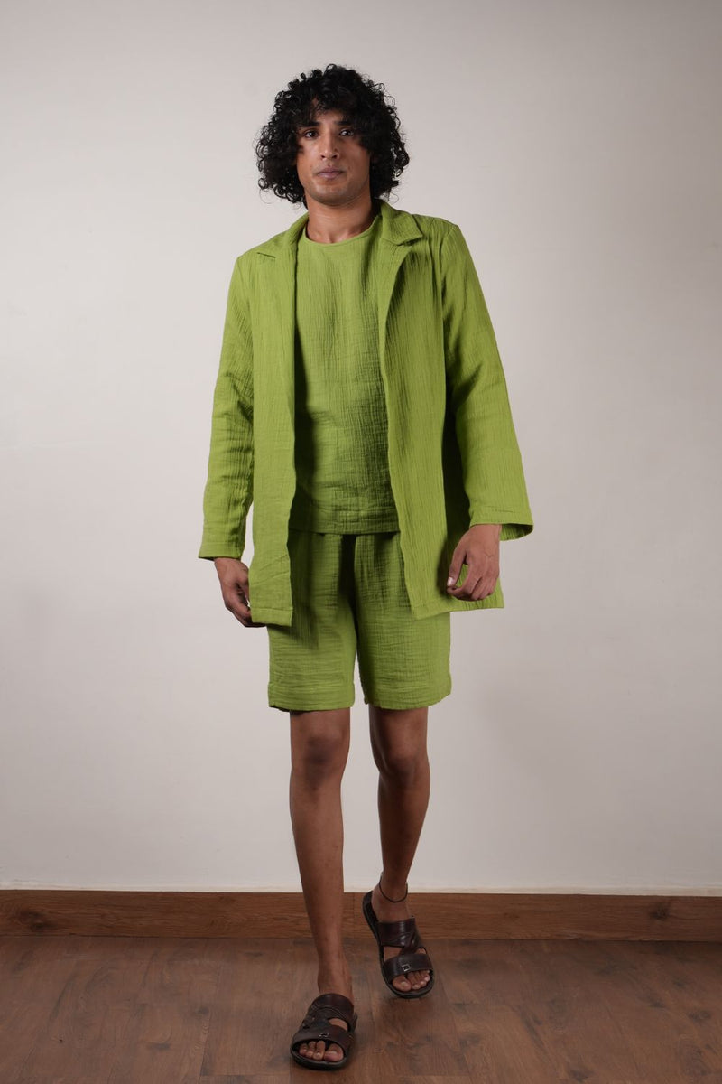 Men's Green Crush T-Shirt, Shorts & Jacket Set (3 PCS)