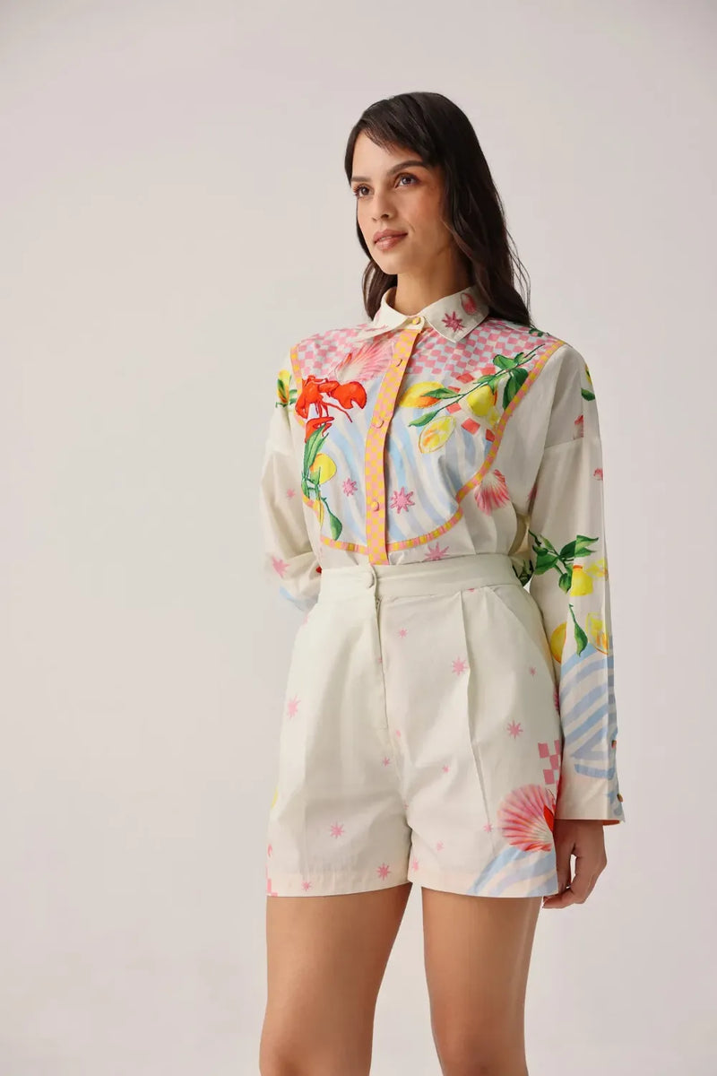 Mia Shorts - Summer Zest poplin by NOIB for women Worldwide