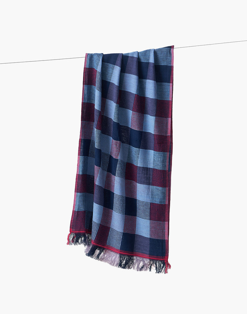Midnight Checks Stole cotton by World of Crow in multi color for women Worldwide