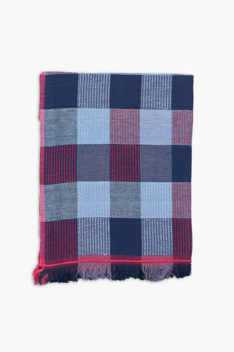 Midnight Checks Stole cotton by World of Crow in multi color for women Worldwide