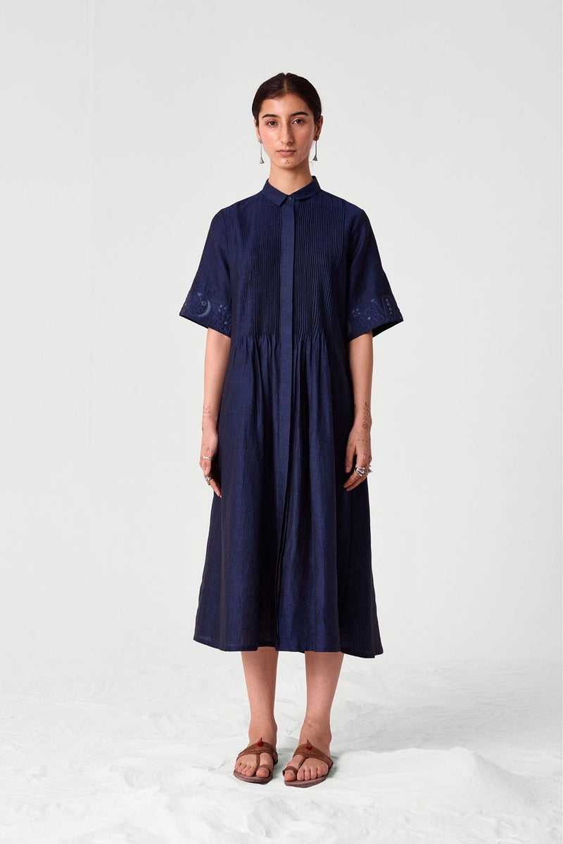 Minerva Embroidered Linen Dress