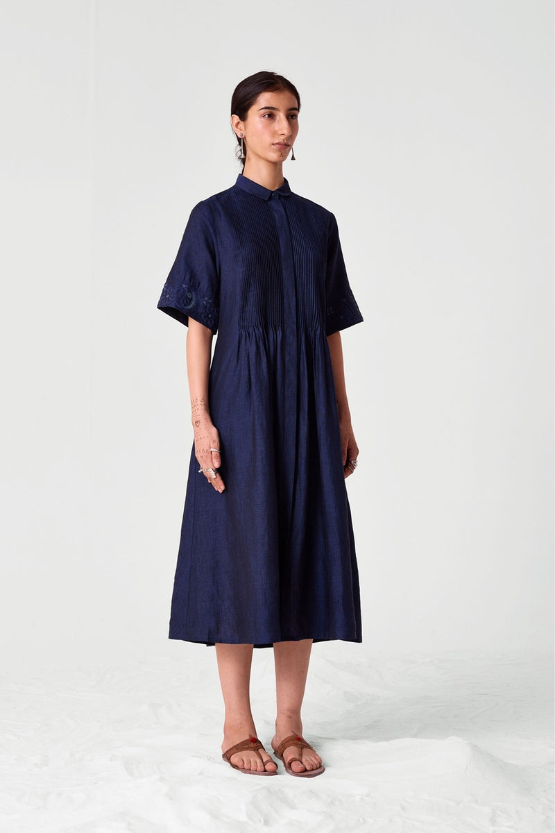 Minerva Embroidered Linen Dress