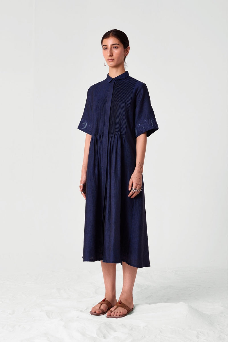 Minerva Embroidered Linen Dress