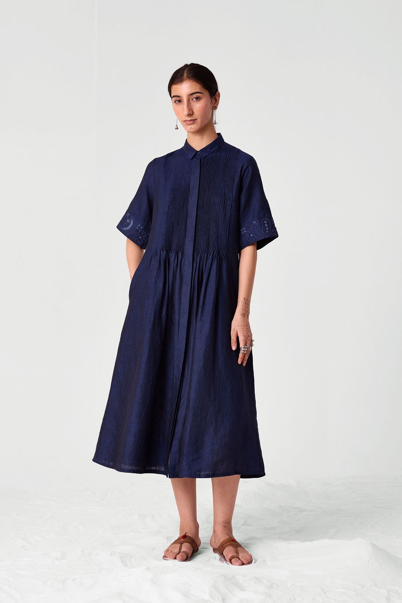Minerva Embroidered Linen Dress