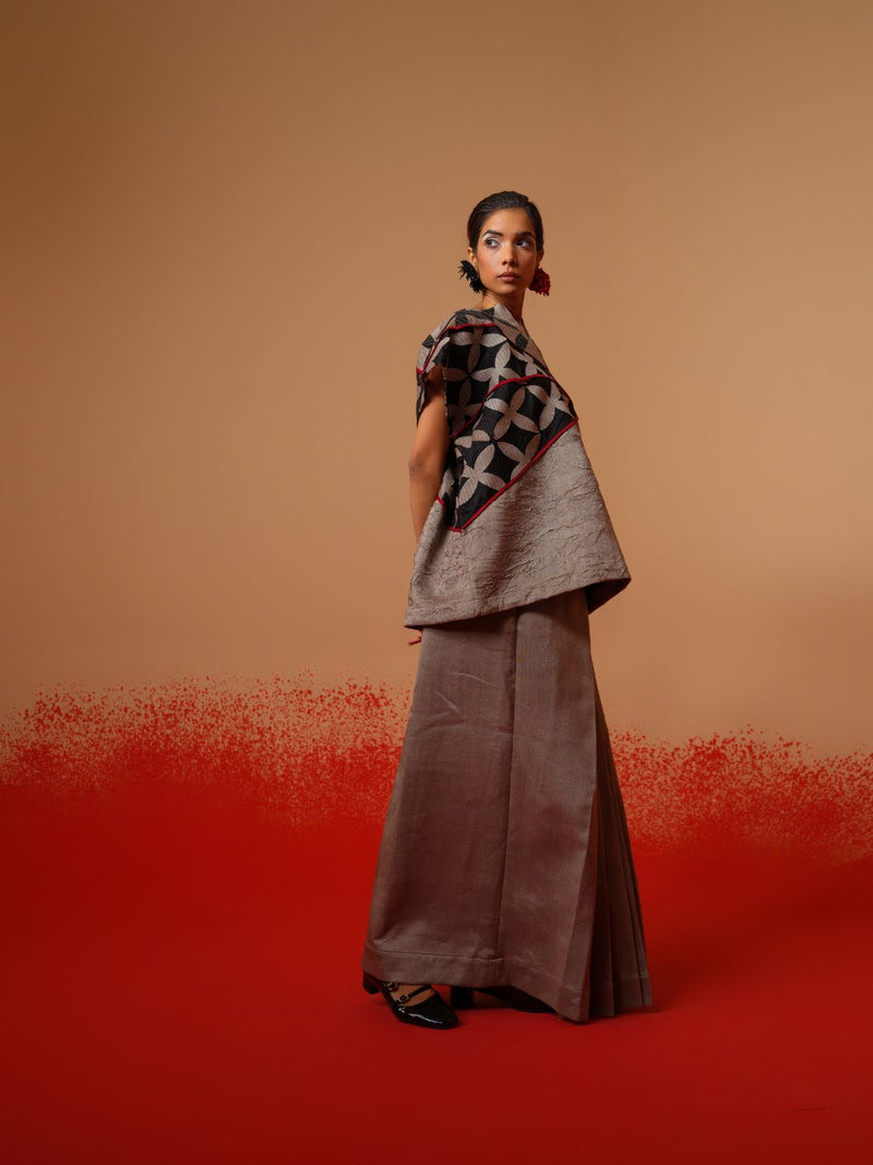 Mist Skirt-Grey mysore silk skirts by Stoique in grey for women Worldwide
