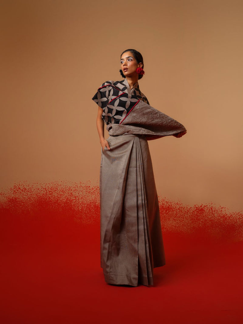 Mist Skirt-Grey mysore silk skirts by Stoique in grey for women Worldwide