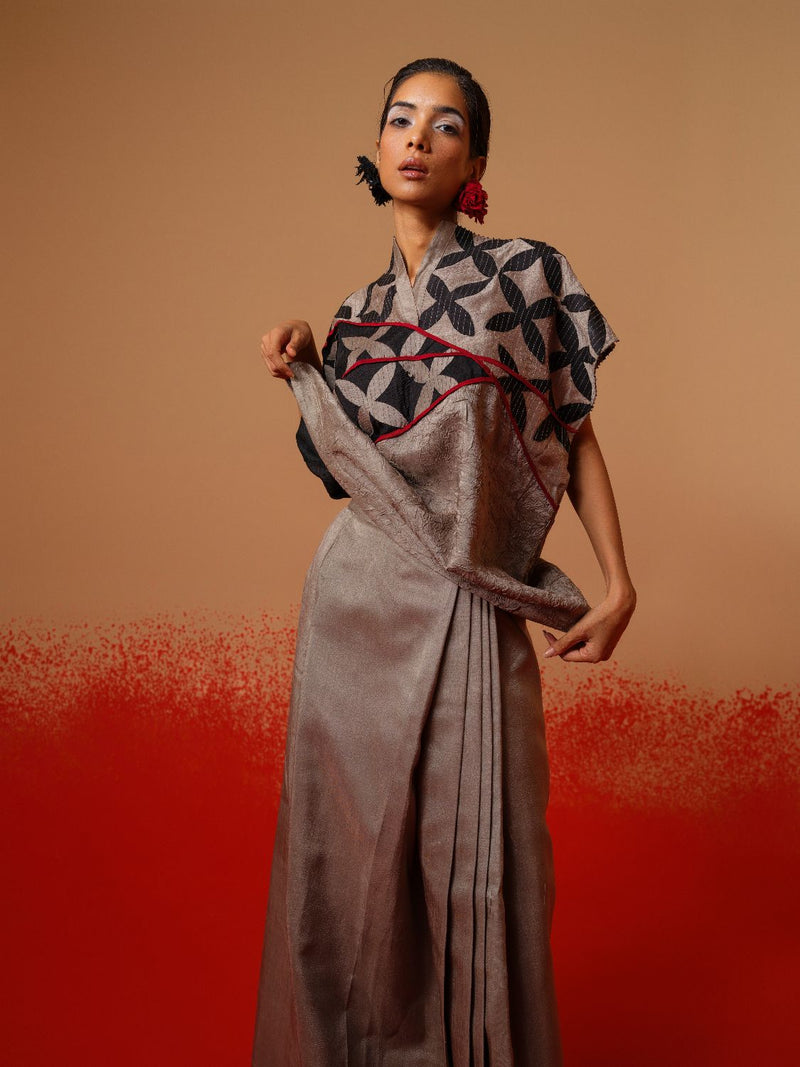 Mist Skirt-Grey mysore silk skirts by Stoique in grey for women Worldwide