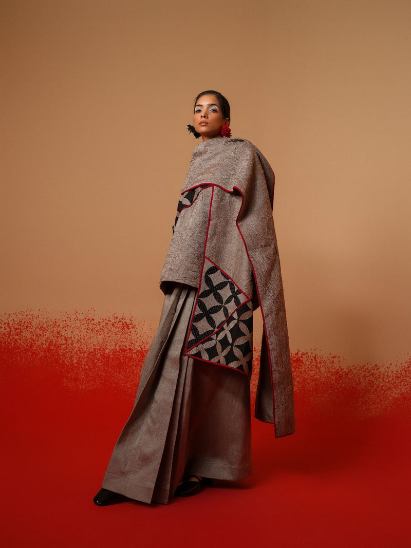 Mist Skirt-Grey mysore silk skirts by Stoique in grey for women Worldwide