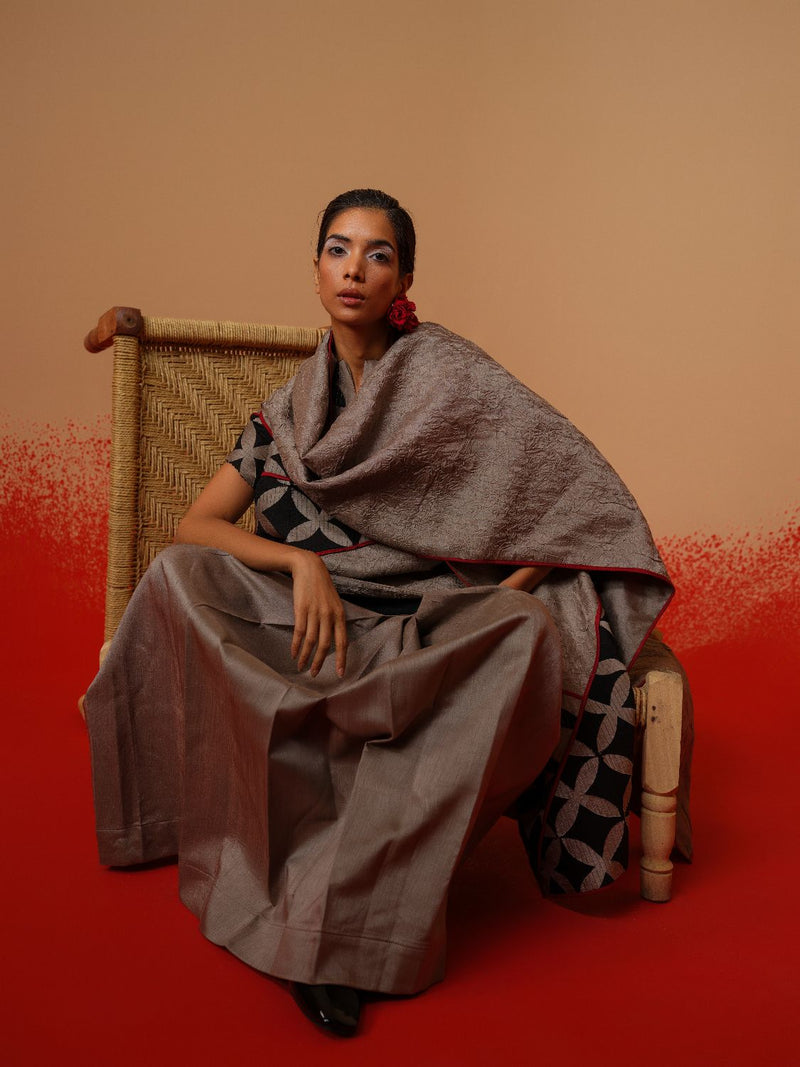 Mist Skirt-Grey mysore silk skirts by Stoique in grey for women Worldwide
