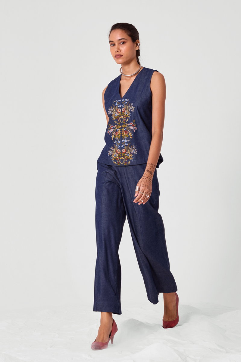 Mithil Embroidered Denim Top
