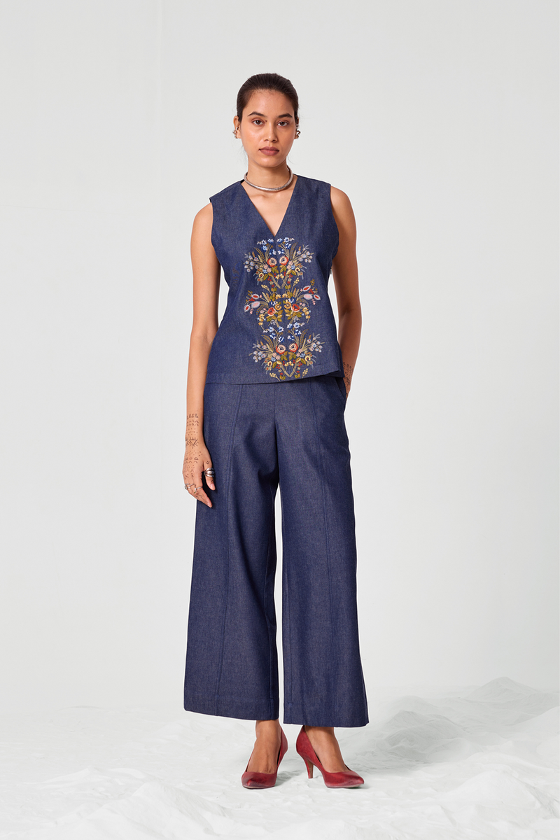 Mithil Embroidered Denim Top