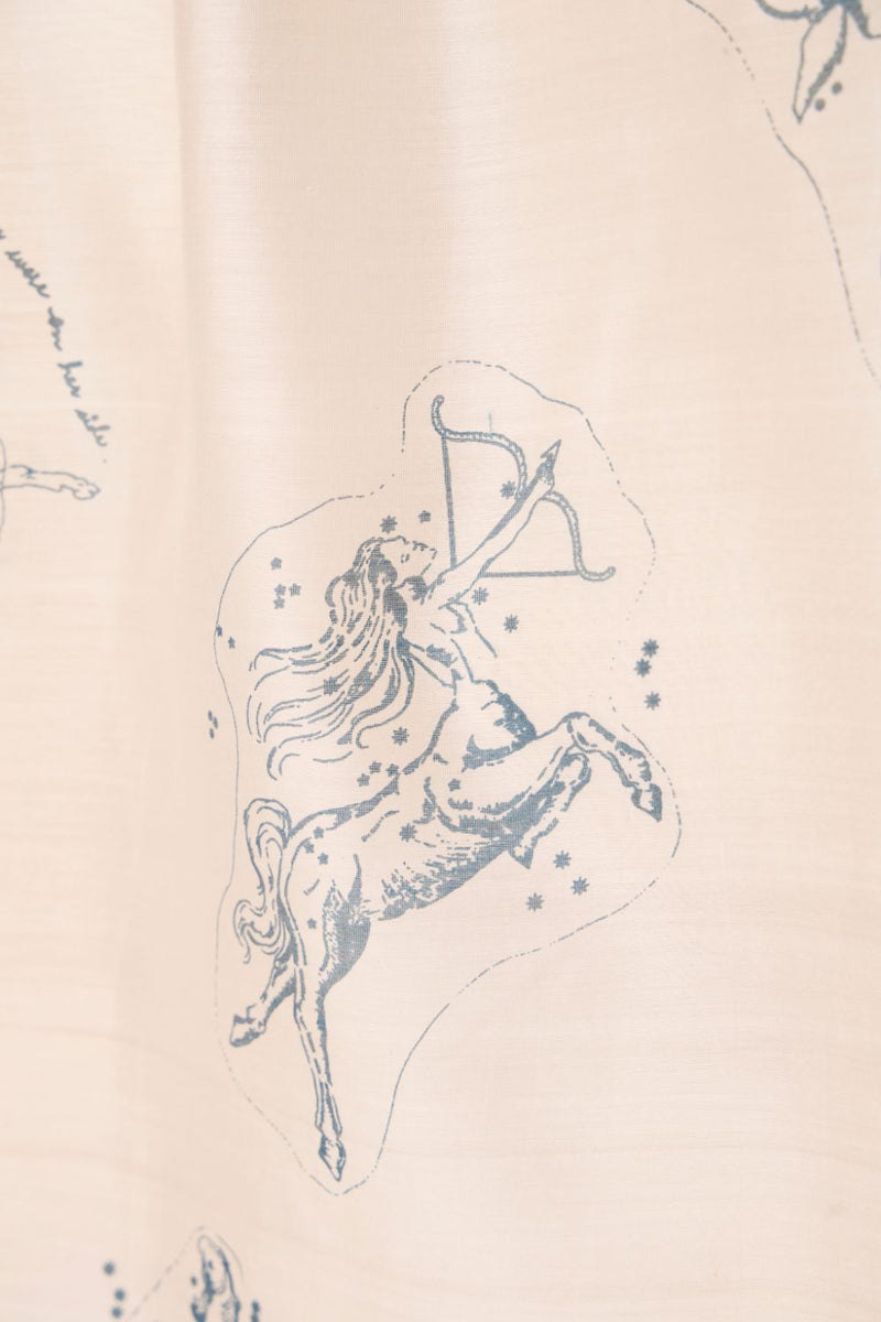 Mizar Zodiac Print Handwoven Dress chanderi by The Summer House in white color for women Worldwide