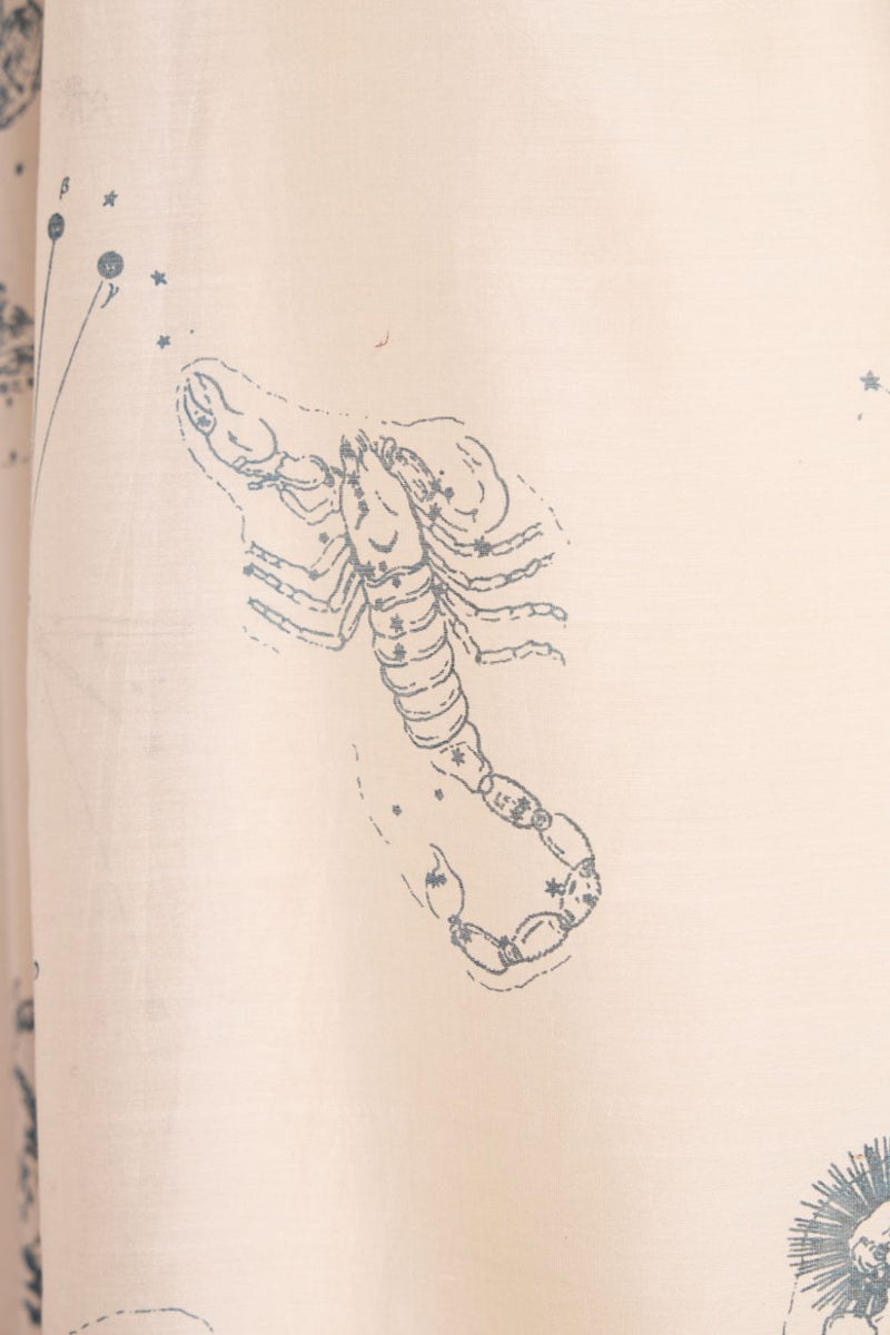 Mizar Zodiac Print Handwoven Dress chanderi by The Summer House in white color for women Worldwide