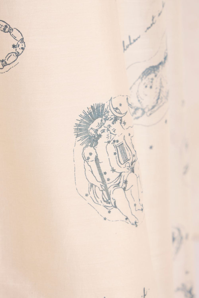 Mizar Zodiac Print Handwoven Dress chanderi by The Summer House in white color for women Worldwide