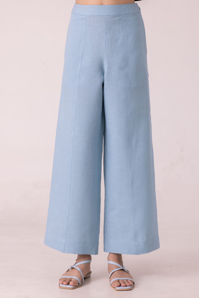 Moira Blue Linen Pants all linen by The Summer House for women Worldwide