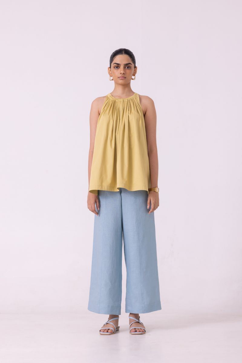 Moira Blue Linen Pants all linen by The Summer House for women Worldwide