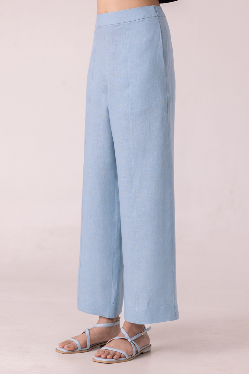 Moira Blue Linen Pants all linen by The Summer House for women Worldwide