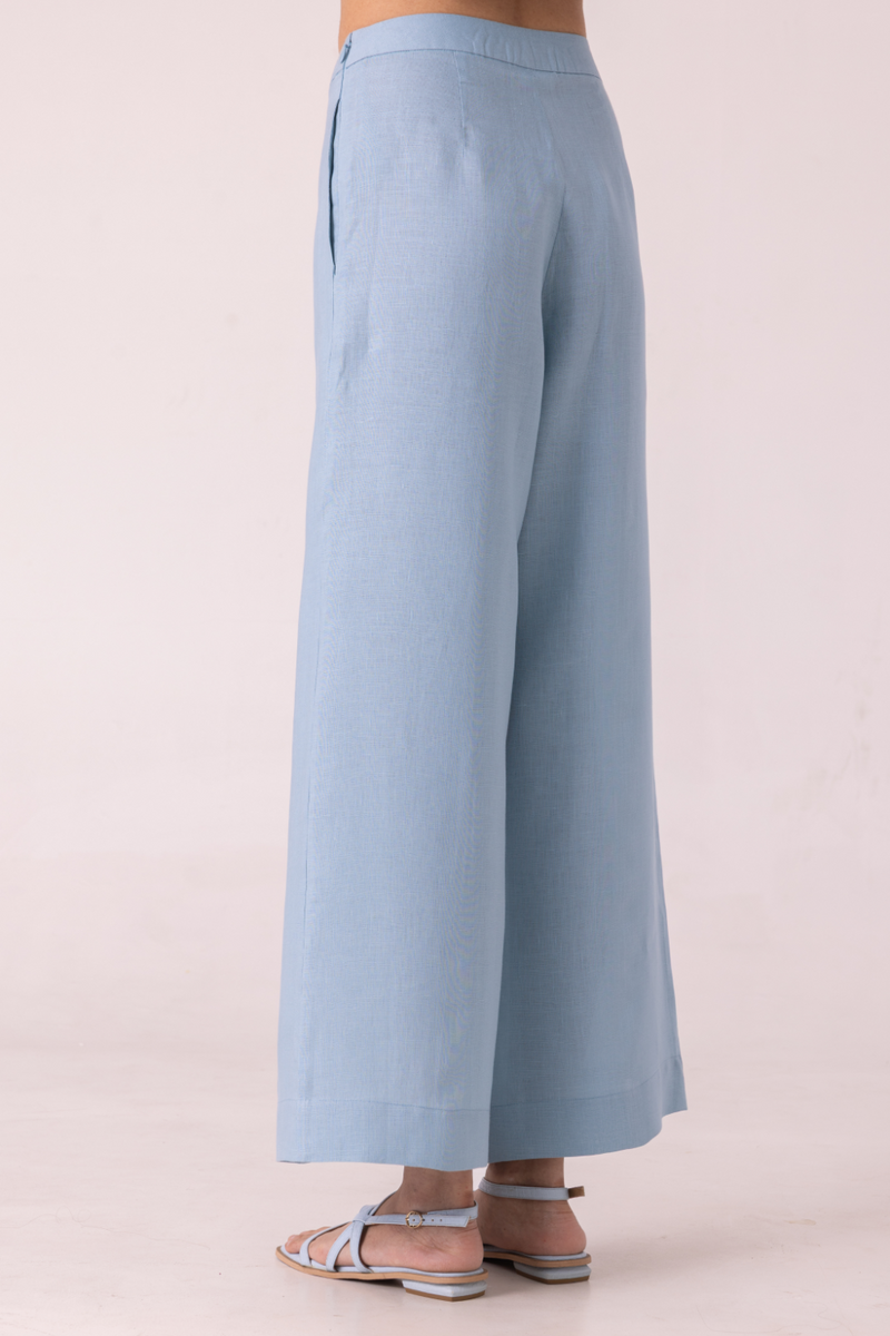 Moira Blue Linen Pants all linen by The Summer House for women Worldwide