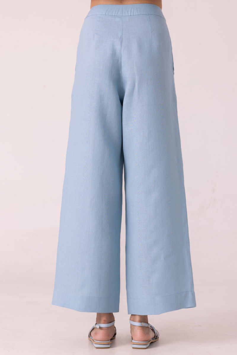 Moira Blue Linen Pants all linen by The Summer House for women Worldwide