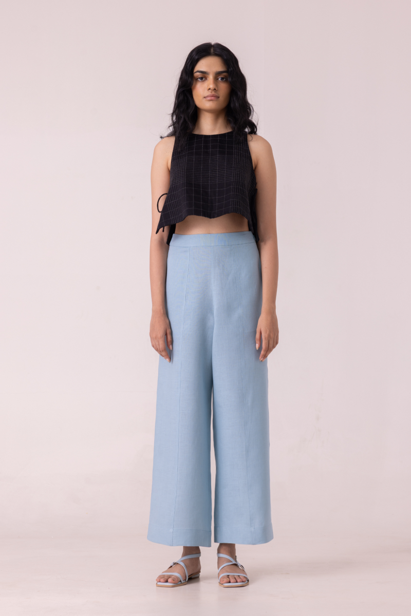 Moira Blue Linen Pants all linen by The Summer House for women Worldwide