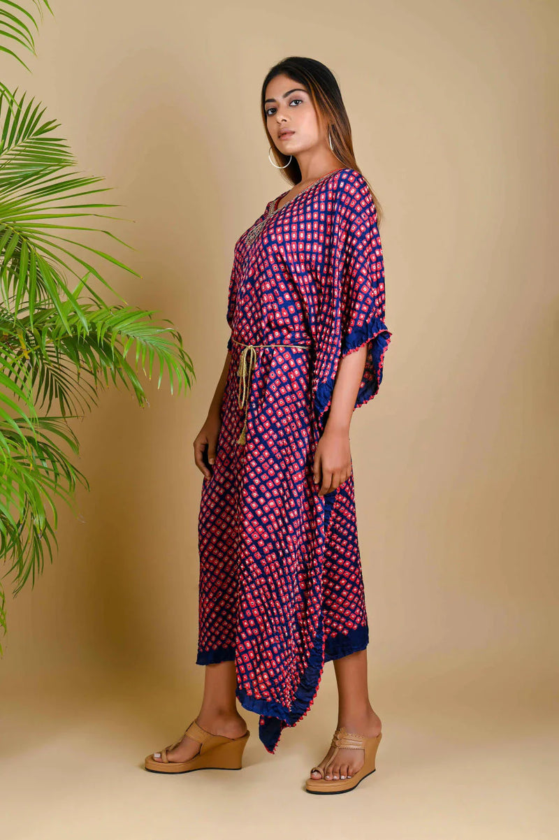 MOROCCAN KAFTAN-INDIGO BLUE silk by Dyelogue in blue color for women Worldwide