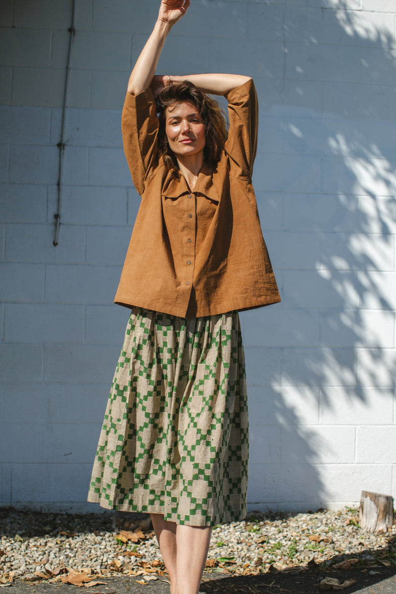 Mulholland Top-Brown cotton by World of Crow in brown color for women Worldwide