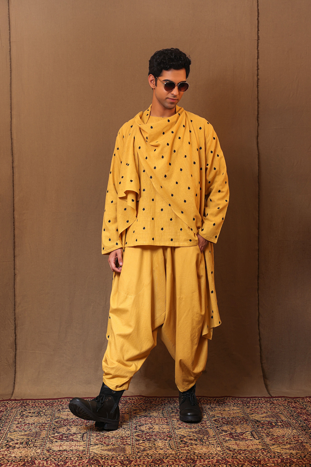 Mustard EMB Spade Jacket Pant Set (3 PCS)